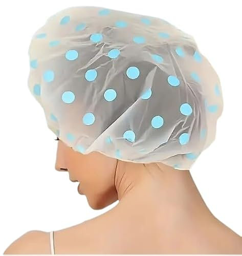 ROMAXO 6pcs Shower Cap Bath Caps Waterproof Reusable Caps for Long, Short hairs Elastic Lining Shower Caps For Women & Men Shower Hats for rainy weather kitchen Salon,Spa,Travel,Home