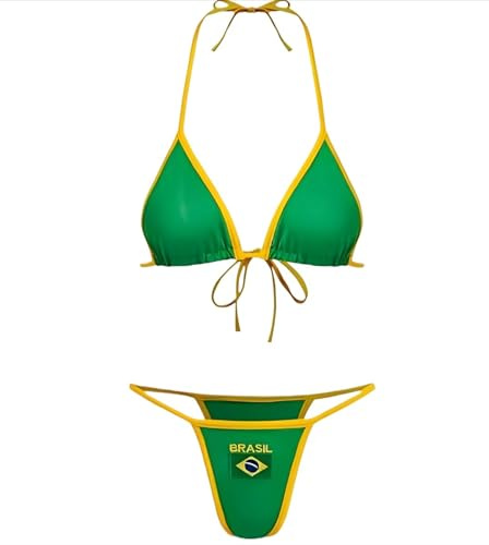 Brazil Mexico Jersey Y2k Halter Bikini Sets Cute 2 Piece Sexy Swimsuit Beach Sets Women Summer (Brazil Green,Medium)