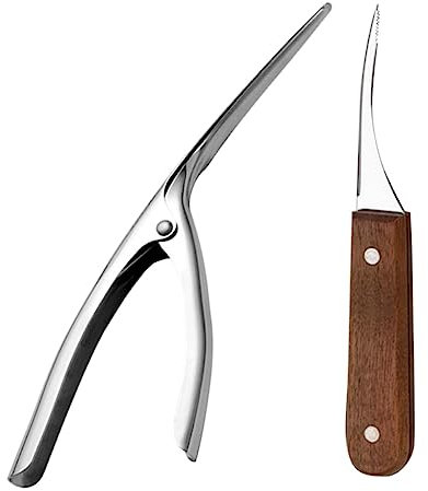 Luxshiny Sgusciatori e Pulitori di Gamberi in Acciaio Resistente e Noce, Set 2 Pezzi Antiruggine per Rimozione Intestino, Strumenti Pratici per Cucina e Pulizia Rapida dei Gamberetti