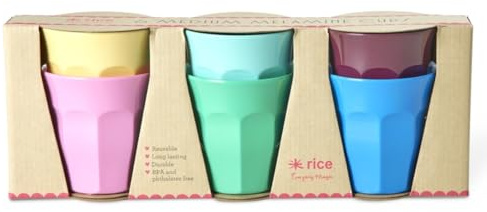 Rice Melaminbecher Set „Show Your True Colors“ | 6 bunte Becher aus stabilem Melamin (250 ml) | farbenfrohe Trinkbecher für Kinder & Erwachsene, spülmaschinengeeignet