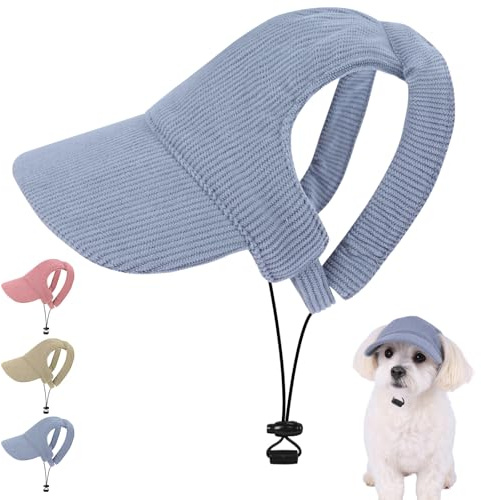 Yoolhamy Hundehut, Sonnenschutz für Hunde, Sommerschutz, niedlich, Welpen, kleine, mittelgroße und große Hunde, Baseballkappe mit Kinnriemen (Blau, M)
