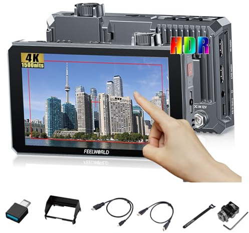 Feelworld SC6 - Monitor de campo con cámara de 6 pulgadas, pantalla táctil, 3D LUT,1500nits,HDR,3G-SDI 4K HDMI DSLR Video Camera Monitor 1920x1080 Focus Peaking Histograma