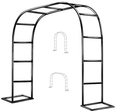 Arche de jardin en métal robuste avec treillage réglable en largeur 80-400 cm Parfait pour mariage, cérémonie, plantes grimpantes, décoration extérieure (180 x 250 cm)