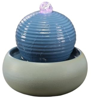 Bordsfontän Inomhusvattenfontän med rullande boll Feng Shui bordsfontän Hemmakontorsdekoration Vattenfall inomhus(Blue)
