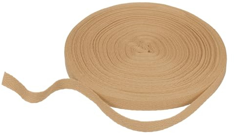 QUARKZMAN Nastro in Tessuto di Cotone A Spina di Pesce 10mm X 21 Metri Nastro A Tessitura Obliqua Rotolo di Fettuccia per Cucito Fai da Te Regali Imballaggio Marrone Chiaro