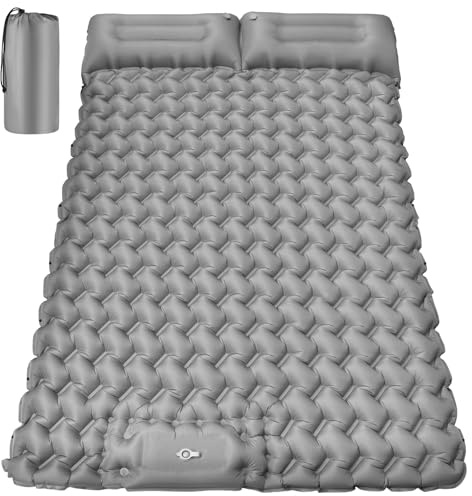 FORRINX Liggunderlag camping 2 personer 200 x 130 cm uppblåsbar luftmadrass dubbel ultralätt campingmadrass vattentät luftmatta för utomhus, vandring, tält, strand