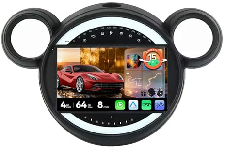 MSD 9 Pulgada Autoradio para BMW Mini Cooper R56 R60 (2007-2014) | Android 14 GPS Navi Radio | 4G+64G | CarPlay Android Auto Dab 4G Dual-Band WiFi Volante DSP | Cámara Mic | Octa-Core 2 DIN