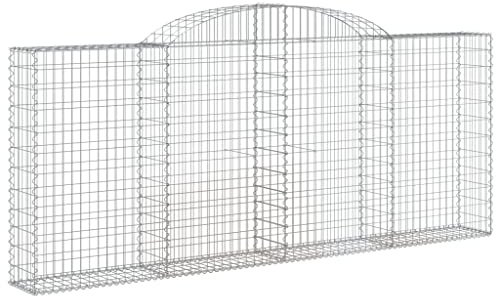 Mokuyary Gabbioni con arco alto, set da 2 pezzi, 300 x 30 x 120/140 cm, in ferro zincato, per paesaggio, giardino