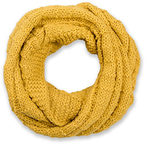 StyleBREAKER Fular de Tubo a Cuadros, Monocolor de Punto Fino, Chal de Invierno Unisex 01018154, Color: Curry