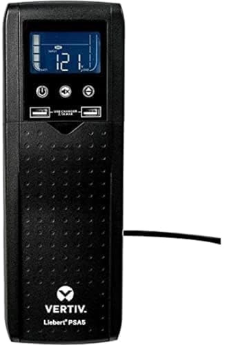 Vertiv Liebert PSA5 UPS - 1500VA 900W 120V Line Interactive AVR Tower UPS, 10 outlets, 2 USB Charging Ports, Battery Backup w/Surge Protection, 3 Year Warranty, Energy Star Certified(PSA5-1500MT120)