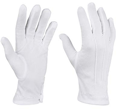 Balinco Weiße Handschuhe in Einheitsgröße mit Druckknopf und Biesen