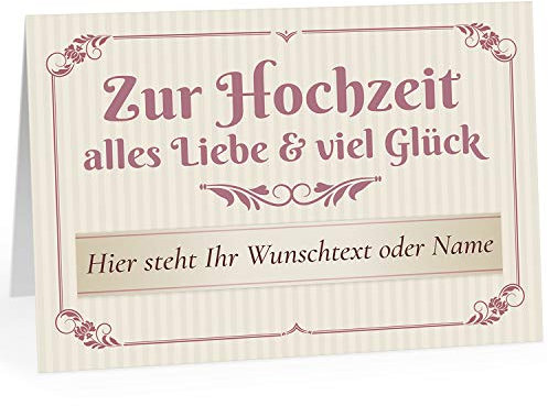 Große Glückwunschkarte zur Hochzeit XXL (A4) PERSONALISIERT - Vintage Rosa/beige schön - mit Umschlag/Edle Design Klappkarte/Hochzeitskarte/Glückwunsch/Ehepaar/Extra groß für viele Unterschriften