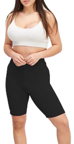 BODYWEAR LTD - Women's Plain Summer Cycling Shorts - Basic Hot Pants - Super Stretchy – above Knee - Perfect for Running, Gym, Active, Casual, Sports, Pants(Black, UK Size 10 - S/M)