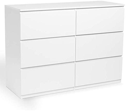 IDMarket - Commode 6 tiroirs TOMI 110 cm Bois Blanc