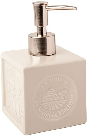 Maison du Savon - Keramik Seifenspender Pumpe - Weiß/Elfenbein - Gebürstet Aluminium Pumpkopf - hält 300ml flüssige Handwäsche