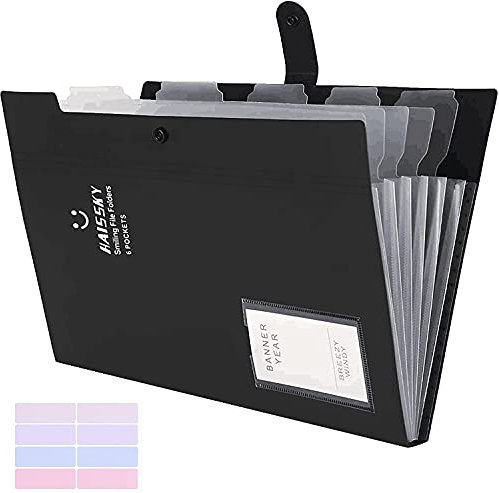 Fächermappe A4 mit Visitenkartenhalter 6 Fächer mit Schnalle Schließung Archival Organizer Papier Organizer A4 Brief Größe mit Druckknopf
