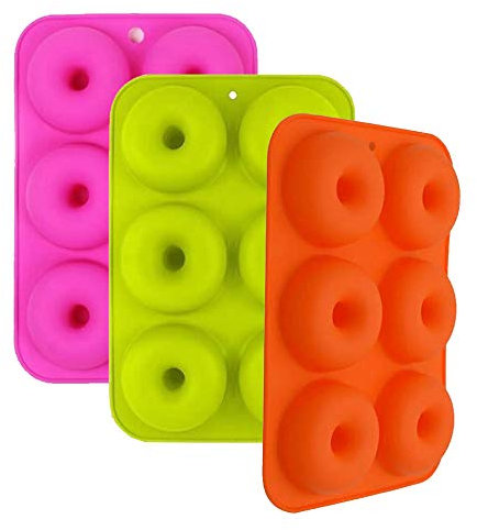 XLKJ 3 Pcs Moldes de Silicona para Donuts, Molde de Silicona para Hornear Donut, Molde de Silicona Antiadherente para Hornear Rosquillas, Pasteles, Magdalenas, Bagels, Galletas, Muffins