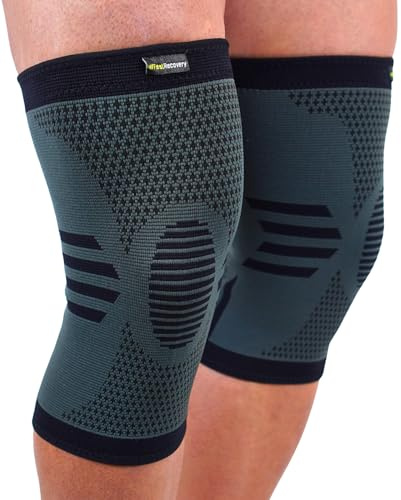 2 Pack Genouillères Homme et Femme - Manchon de Compression du Genou pour Running, Basket et Sports - Genouillère pour l'Arthrite, Douleurs Articulaires, Tendinite - Respirant et Antidérapant