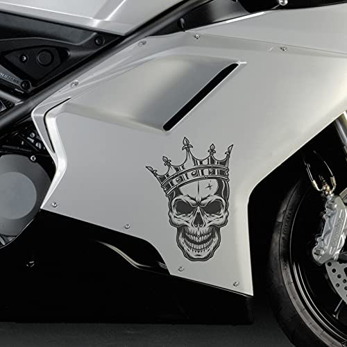 2er-Set skull krone schädel aufkleber für Skateboard Laptop Truck Bike Helm Fahrzeug Fenster (10.5x15 cm)