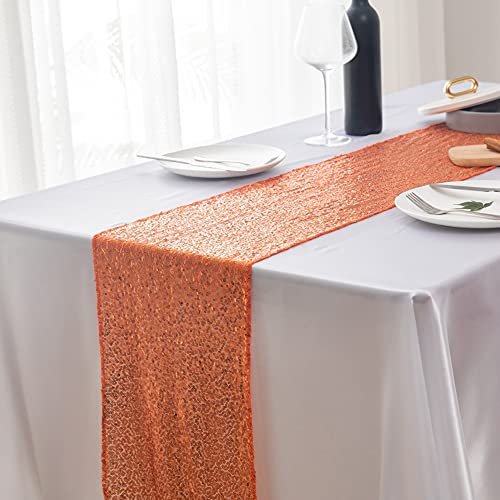 Tischläufer, Pailletten-Tischläufer, glitzernd, für Weihnachten, Hochzeit, Bankett, Party, Esszimmer, Kaffeetisch, Veranstaltungsdekoration, 100 x 150 cm, Orange