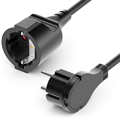 deleyCON 5m Stromkabel Verlängerungskabel mit Flachstecker Schutzkontakt Strom Kabel Verlängerung 3680W Haushalt Büro Multimedia Schwarz