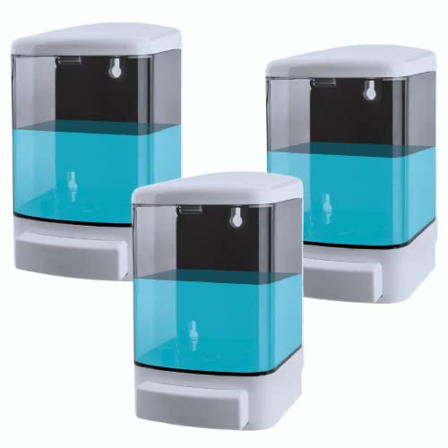 GUSTO 3 Pezzi Dispenser Manuale Sapone 1000 ml Grande Capacità per Cucina Bagno Ristoranti Hotel Ospedali (3 Pezzi)