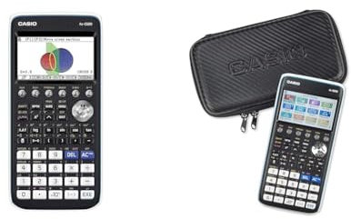 Casio FX-CG50 Grafikrechner mit hochauflösendem Farbdisplay (Blisterverpackung) & Graph-Case, Schutztasche für Grafikrechner, schwarz, Carbon Design, mit Innentasche für Zubehör, 12.5 x 22 x 3.8 cm