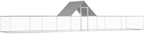 KOIECETA Hühnerstall Kleintierstall Gehege Freilauf Vogelkäfig Hühnerkäfig Hühnerhaus Freigehege Geflügelstall Voliere Verzinkter Stahl (10 x 2 x 2 m)