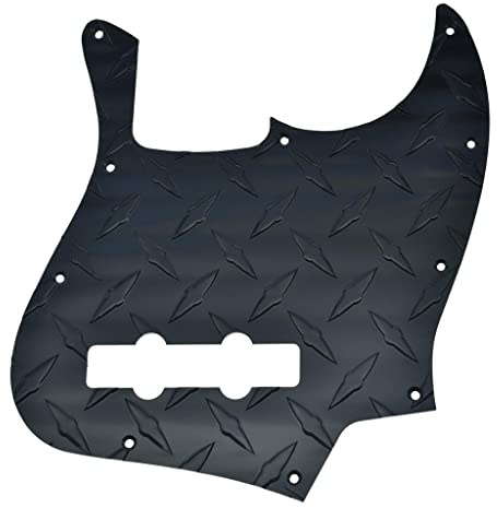 Dopro 10 Loch Modern Style Metall Diamond Plate J Bass Pickguard Aluminium eloxiert JB Pickguard für American FD Jazz J Bass schwarz