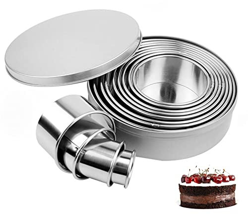 Round Biscuit Cutters, 12PCS Pastry Cutter Baking Stainless Steel Circle Cookie Cutter Ring Scone Cutter Storage Tin Cookie Cutter Set for Dough Pastry Donut Fondant DIY Cake Decoration