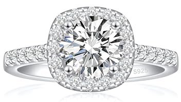 JALOKIVI Anello di fidanzamento da donna in argento Sterling 925 da 1,2 ct, con zirconia cubica taglio cuscino, per lei, misura 4-12,5, Argento sterling, Zirconia cubica