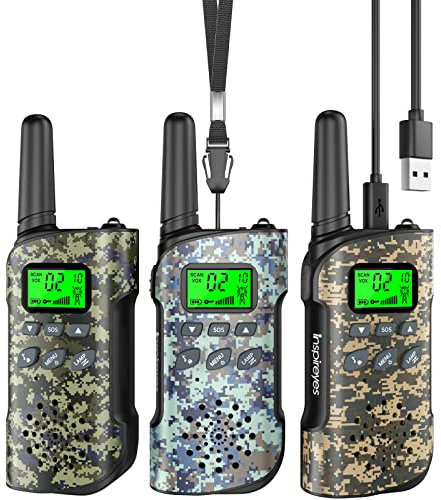 Inspireyes Walkie Talkie Kinder Aufladbar, 48 Stunden Arbeitszeit, 8 Kanäle 2-Wege-Radio, Geschenke für Jungen Mädchen, Outdoor Wandern Camping, 3-12 Jahre altes Spielzeug