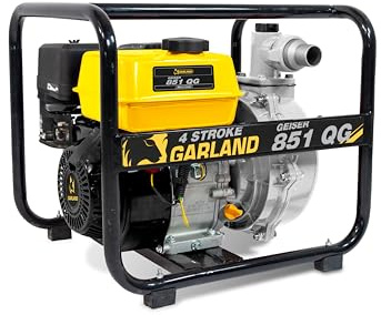GARLAND GEISER 801QG-V23 – Motobomba de agua a gasolina 4T, 208 cc, 2, 29 m³/h, altura impulsión 50 m, aspiración 7 m, depósito 3,6 L, racores 1,5/2, alta presión para riego y trasvase