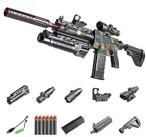 M416 Spielzeuggewehrpistole, Elektrische Kugelpistole Eva Soft Bullet Sniper Toy Foam Blasters Shell Ejecting Soft Bullets Shooting Games Für Kinder Erwachsene 35 Zoll-Grau