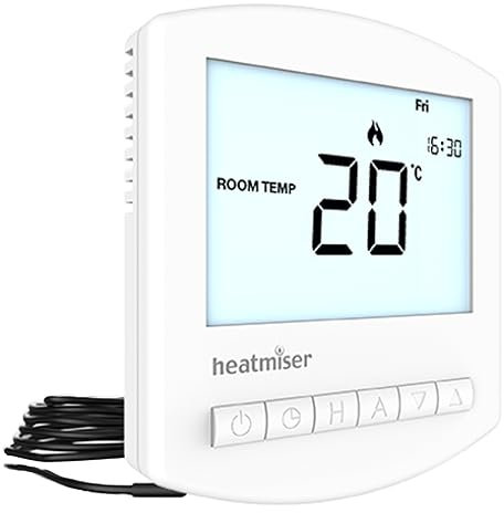 Kudos-Trading - FH-01 Electric Underfloor Heating programmable Thermostat with 7 Day Timer Scheduling, Temperature Control 5-40°C for Matting Cable and Carbon Heating Energy Efficient.