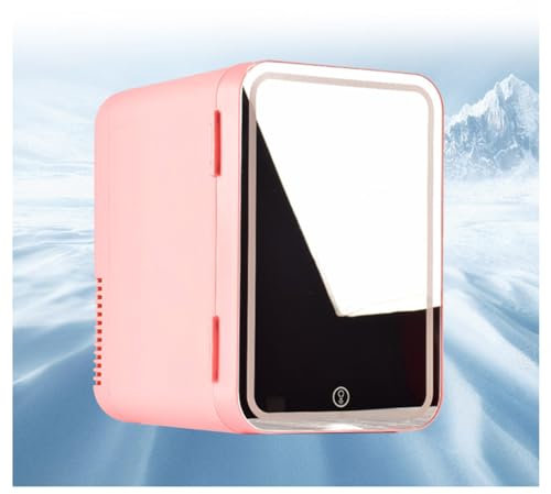 MELLYD RéFrigéRateur De Beauté avec Miroir, 8L,avec Miroir De Courtoisie LED Frigo De Chambre, Voiture,Maison,Chaud Et Froid 2 en 1 Frigo Cosmetique, pour Chambre, Bureau Et Voiture,Pink