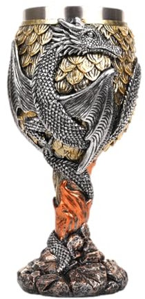 Cáliz de vino de dragones, copa de cáliz de dragón de acero inoxidable, recipiente para beber mercancías, copa de vino medieval con durabilidad duradera, copa de cáliz medieval creativa para beber