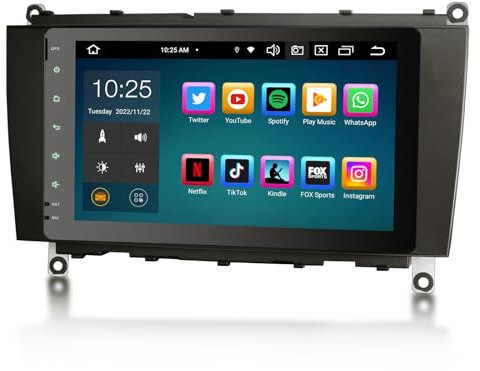 8 Zoll IPS Bildschirm 8 Kern 6GB+128GB Android 14 Autoradio Für Mercedes Benz CLK Klasse W209 C209 A209 2005-2009 mit GPS Navigation CarPlay Android AUTO DSP WiFi 4G USB Bluetooth 5.1 Kamera DAB+AM/FM