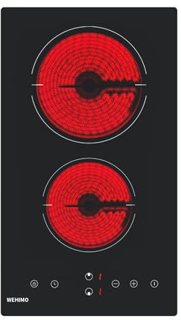 Placa Vitrocerámica 2 Fuegos Potencia 3000W Bloqueo Infantil,9 niveles de Potencia,Control Táctil,Indicador de Calor,Temporizador