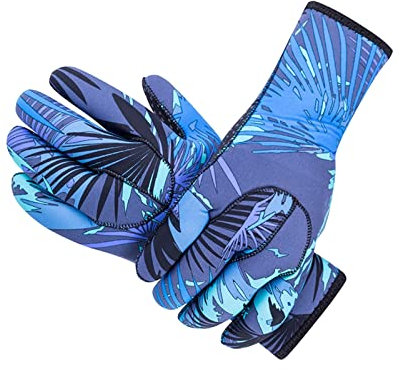 nmbhus 3 mm echte Neopren-Handschuhe Kratzfest und warm halten for Tauchen, Winter, Schwimmen, Speerfischen, Kajakfahren, Surfen (Color : Blue, Size : S)