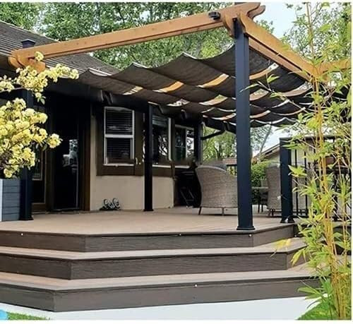 Kanduo Versenkbare Pergola-Abdeckung Hängende Wellenmarkise for den Garten, Pergola-Sonnenschutz, kann individuell angepasst Werden, der Oben genannte Preis Gilt for 1 Quadratmeter Einziehbare Wellen