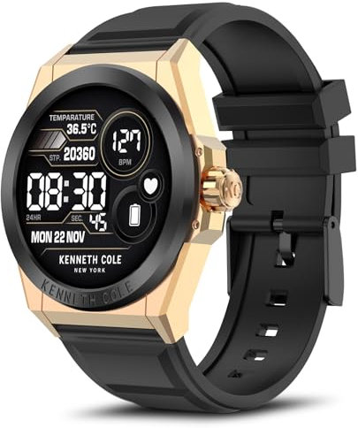 Bebinca Smartwatch Uomo, 1,32 Orologio Fitness con Effettua/Risposta Chiamate, IP68 Impermeabile, Sonno Cardiofrequenzimetro, Contapassi/Cronometro/Impermeabil IP68 per Android iOS(Nero Oro)