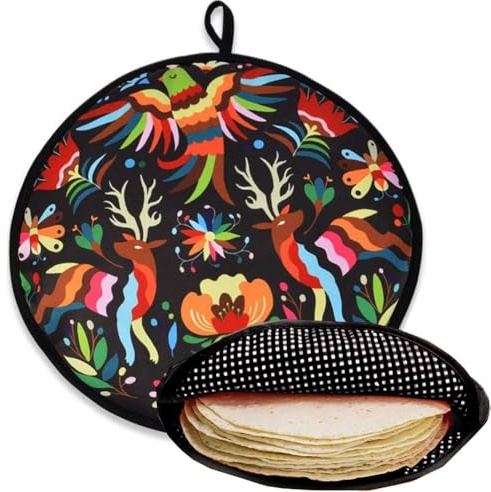 Tortilla Warmer Pouch 12 Inch Tortilla Keeper Holder Microwavable Insulated Bag Holder Server Tortilla Holder Warmer Pouch Tortilla Pouch Microwave Use Fabric Bag to Keep Warm for Corn, Flour Taco