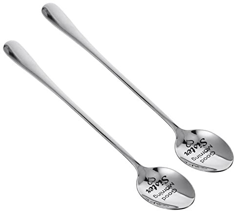 Alipis 2pcs Mirror Polished Stainless Steel Dessert Spoons Handle Stirring Spoons for Ice for Birthdays Christmas and Thanksgiving
