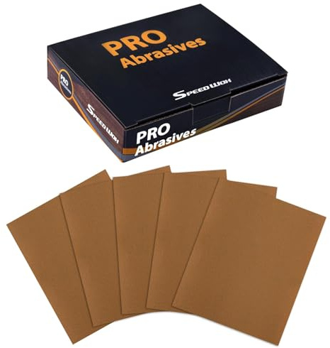 SPEEDWOX Hojas de papel de lija de 1/4, 25 unidades, papel de lija de grano 400, 5.5 x 4.5 pulgadas, papel de lija para madera, metal, muebles automotrices, carpintería, bloques de lijado a mano