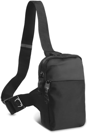 Schwarze Crossbody Brusttasche Leichte One Shoulder Rucksack Schultertasche für Männer Wasserdichte Brusttasche Kleine Sling Bag mit Verstellbarem Gurt Anti-Diebstahl Brusttasche für Reisen Workout
