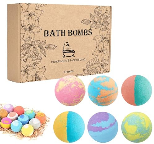 Set regalo con 6 bombe da bagno, palline da bagno con oli essenziali, regalo per donne, uomini, compleanni, bombe da doccia, idea regalo