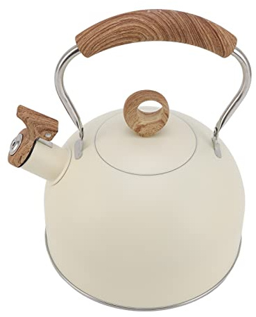 Bouilloire à thé Sifflante en Acier Inoxydable, Grande capacité, pour Divers Poêles (Beige)