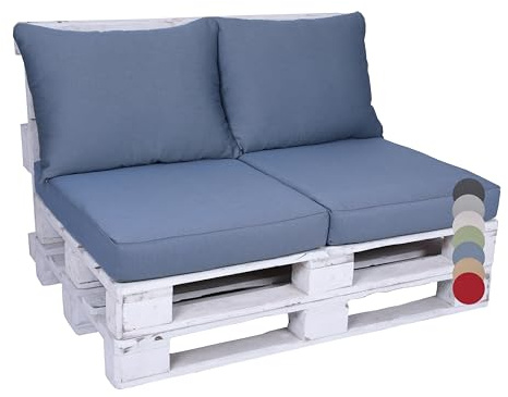 GO-DE Textil Bequeme und attraktive Polsterauflagen für Paletten-Loungen (2er-Set, 2-teilig, für eine komplette Palettenlounge, Uni blau, Palettenkissen)