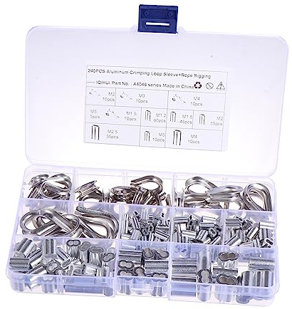 Didiseaon 240pcs Wire Rope Stainless Steel Sleeves Ring Sweethearts Ring Parts for Oval Connector Crimp Sleeves for Cable and Stainless Steel Cable Applications